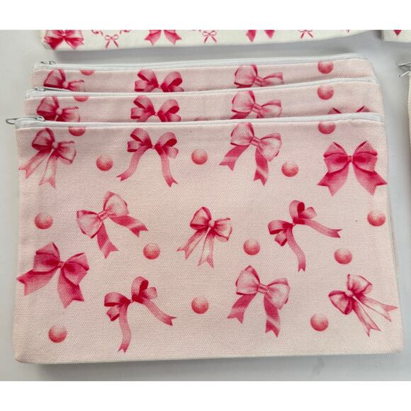 Set of 10 Bows & Hearts zippered pouches - Picture 4 of 8
